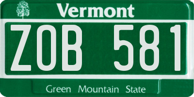 VT license plate ZOB581