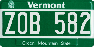 VT license plate ZOB582