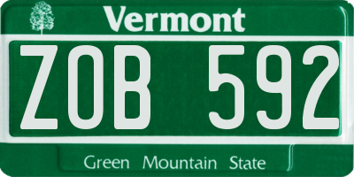 VT license plate ZOB592