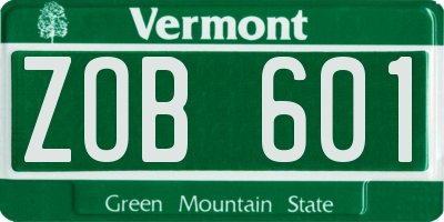 VT license plate ZOB601