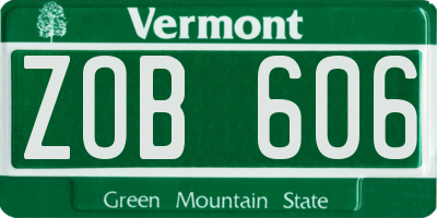 VT license plate ZOB606