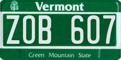 VT license plate ZOB607