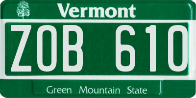 VT license plate ZOB610