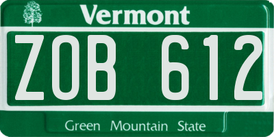 VT license plate ZOB612