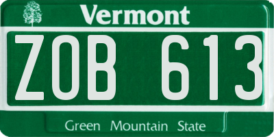 VT license plate ZOB613