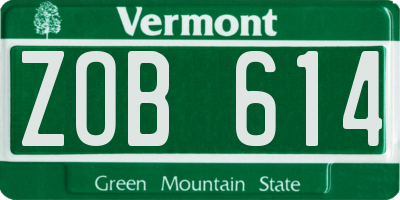 VT license plate ZOB614