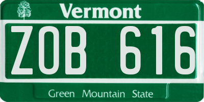 VT license plate ZOB616