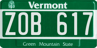 VT license plate ZOB617