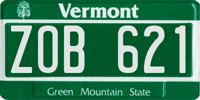 VT license plate ZOB621