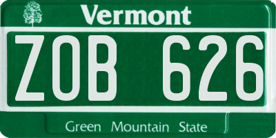 VT license plate ZOB626