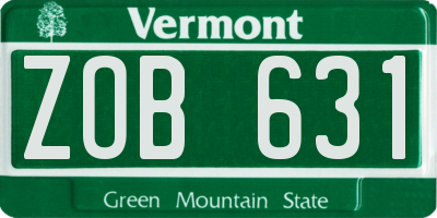 VT license plate ZOB631