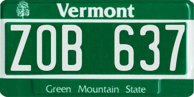 VT license plate ZOB637