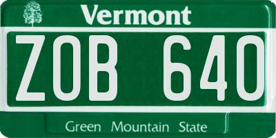 VT license plate ZOB640