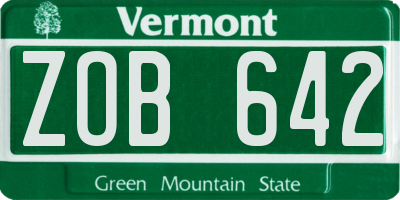 VT license plate ZOB642