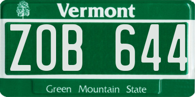 VT license plate ZOB644