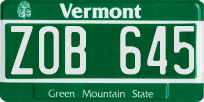 VT license plate ZOB645