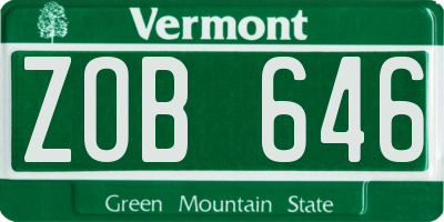 VT license plate ZOB646