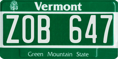VT license plate ZOB647