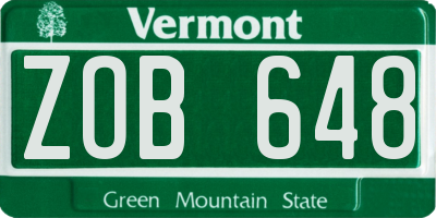VT license plate ZOB648