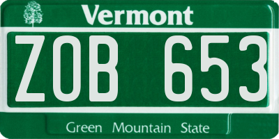 VT license plate ZOB653
