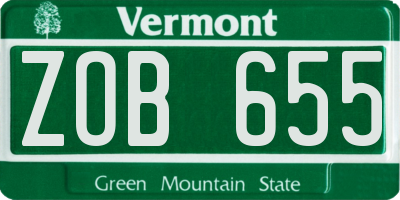VT license plate ZOB655