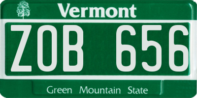 VT license plate ZOB656