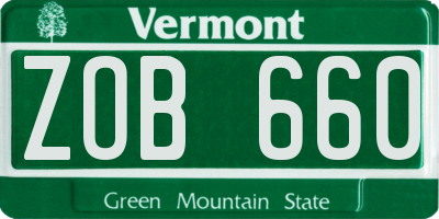 VT license plate ZOB660