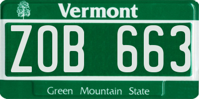 VT license plate ZOB663