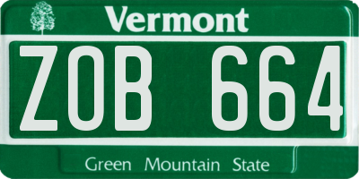 VT license plate ZOB664