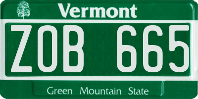 VT license plate ZOB665