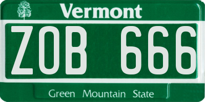 VT license plate ZOB666