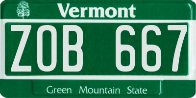 VT license plate ZOB667