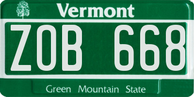 VT license plate ZOB668