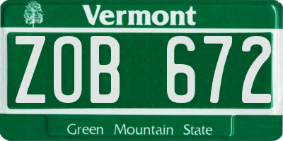 VT license plate ZOB672