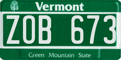 VT license plate ZOB673