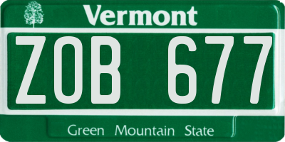 VT license plate ZOB677