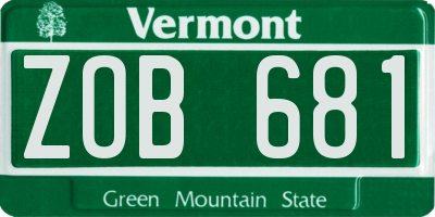 VT license plate ZOB681