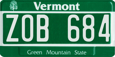 VT license plate ZOB684
