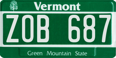 VT license plate ZOB687