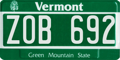 VT license plate ZOB692