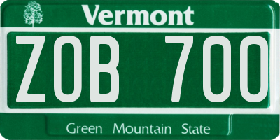 VT license plate ZOB700