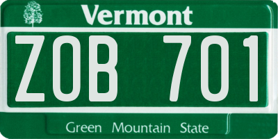 VT license plate ZOB701