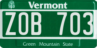 VT license plate ZOB703