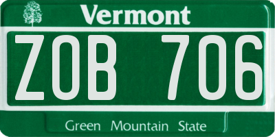 VT license plate ZOB706