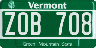 VT license plate ZOB708