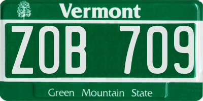 VT license plate ZOB709