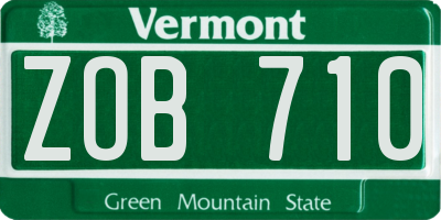 VT license plate ZOB710