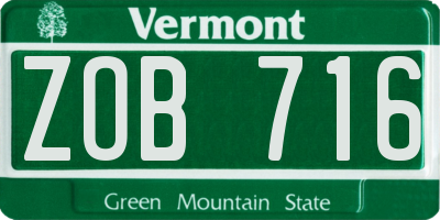 VT license plate ZOB716