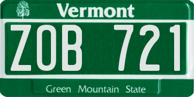 VT license plate ZOB721