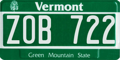 VT license plate ZOB722